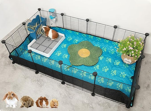 CHEGRON Guinea Pig Cages with Waterproof Bottom Soft Liner DIY 12PCS Metal Panels C&C Cage Small Animal Playpens Portable Pet Playpen Indoor for Rabbit/Bunny/Puppy/Hedgehog Habitat, 48"x24"x12"