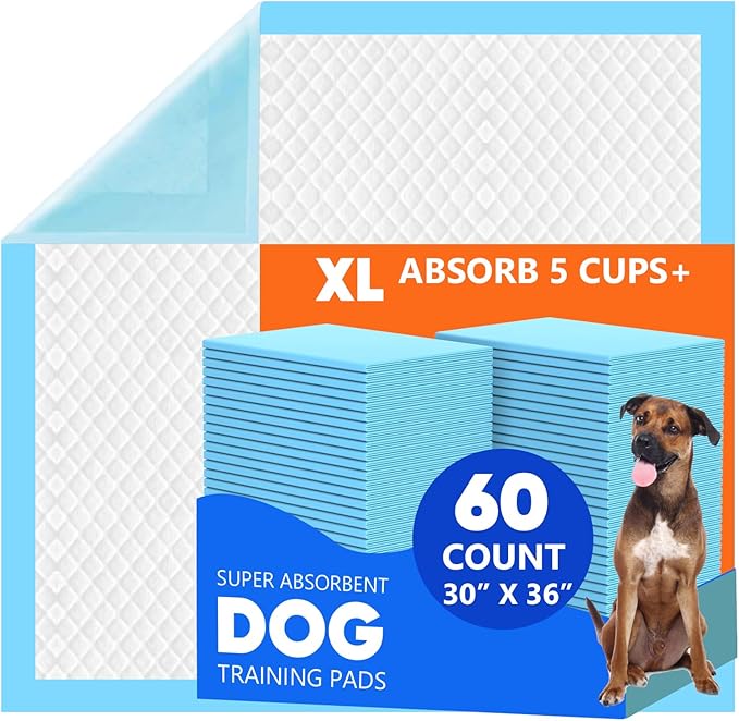 Puppy Pee Pads for Dogs - 30''x36'' Pet Training Dog Pee Pads, 60 Count Dog Pee Pads Extral Large, Heavy Absorbent & Leak-Proof Puppy Pads, Thicken 6 Layers Disposable Potty Pads for Dogs Cats