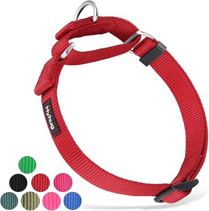 Hyhug Martingale Collar for Dogs Small Red |Escape - Proof Heavy Duty Nylon Durable No Buckle, Ideal for Training & Daily Walks