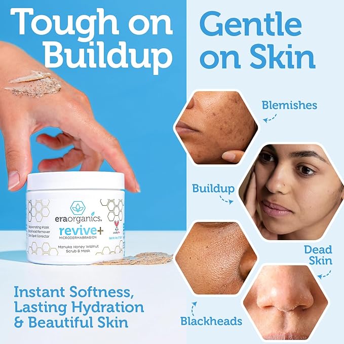 Manuka Honey Exfoliating Face Scrub – Gentle Microdermabrasion Face Exfoliator to Help Smooth, Soften & Balance with Moisturizing Organic Superfoods 2oz (Pack of 2)