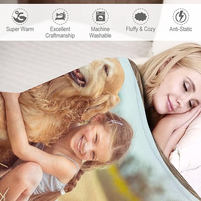 Artsadd Personalized Dog Memorial Blanket with Pictures & Name - Custom Pet Remembrance Throw for Bed - Sympathy Gift Made in USA