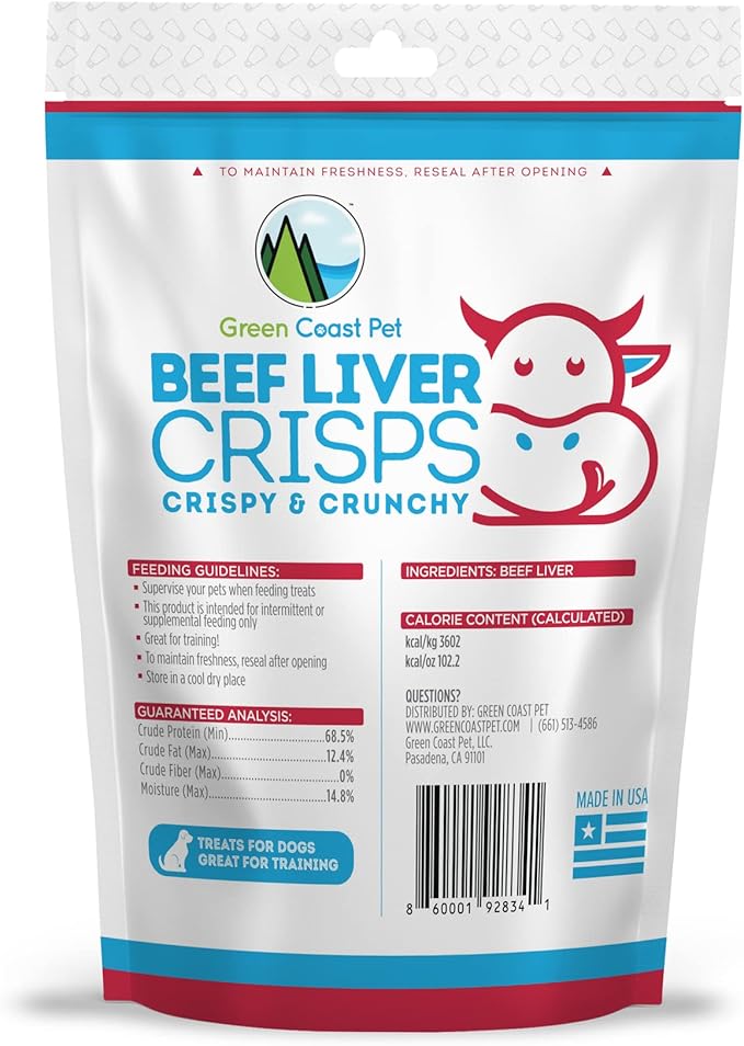 Beef Liver Crisps - 4 oz | Single Ingredient Air-Dried Dog Treats, High Protein, Low Calorie, Made in USA, Perfect for Training & Rewarding