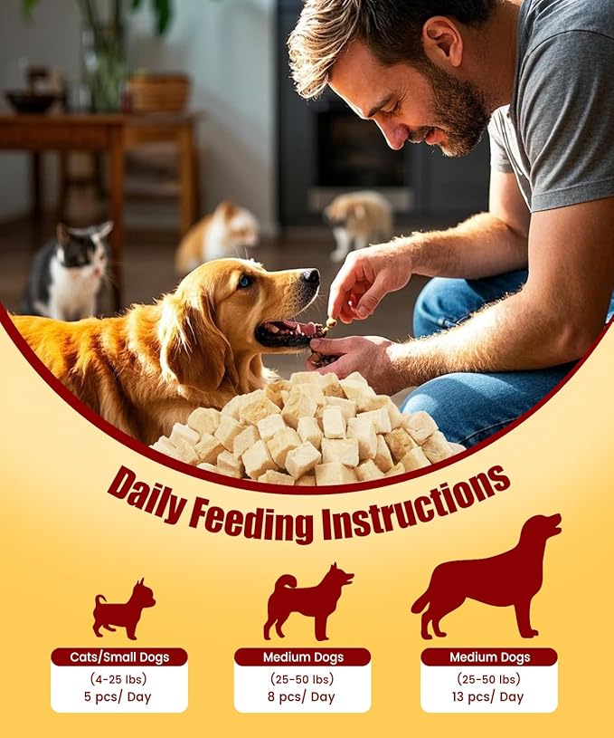 Freeze Dried Chicken Treats for Dogs Cats Single Ingredient Raw Chicken Breast Cube Pet Food Training Treats High Protein Low Fat Weight Control Grain&Gluten&Rawhide Free No Additives 4.6oz