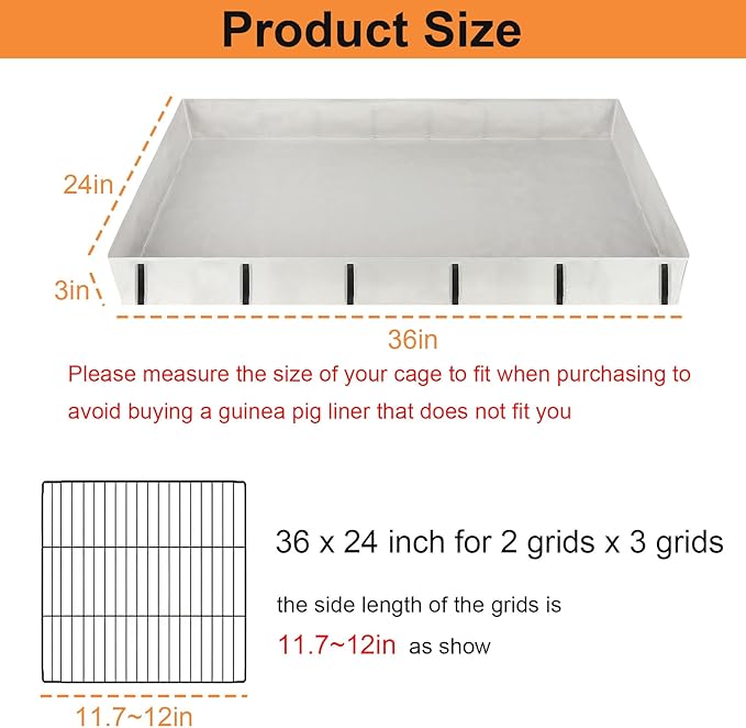 Waterproof Guinea Pig Cage Tarp Bottom for C & C Grids Habitat, 36"*24" Washable Guinea Pig Liner Base for Rabbits Hamsters Hedgehogs Ferrets Small Pets