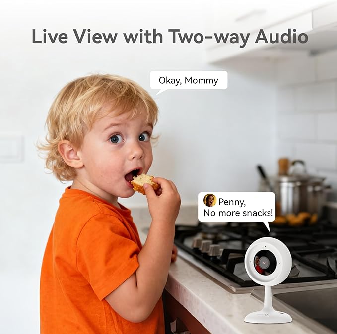 Indoor Camera for Home, 3MP Indoor Camera no Subscription Baby Monitor for Google TV Display, No Monthly Fee, 2-Way Audio, Night Vision,Human Motion Pet Detection with Free 64GB Card