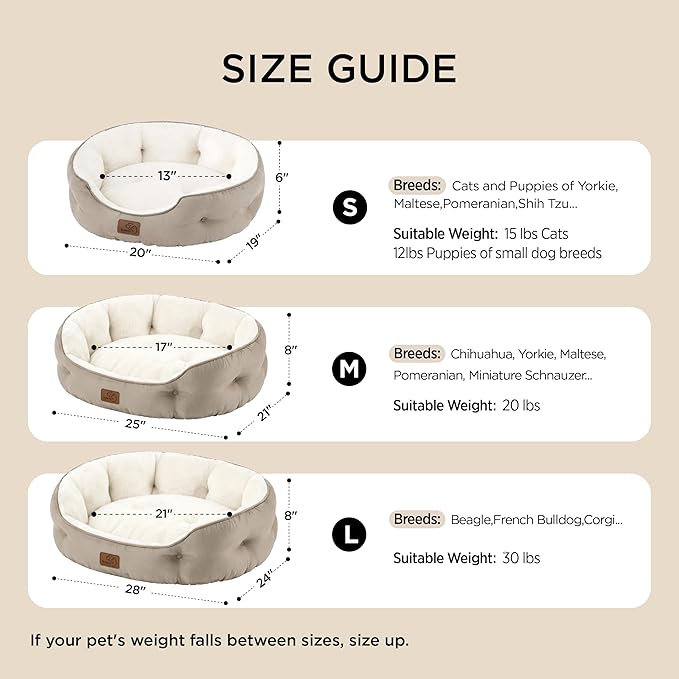 Bedsure Dog Beds for Small Dogs - Round Cat Beds for Indoor Cats, Washable Pet Bed for Puppy and Kitten with Slip-Resistant Bottom, 25 Inches, Terracotta