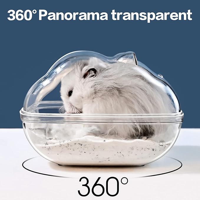 Hamster Bathtub,Hamster Bathroom,Small Animal Habitat Décor,Sand Bath Container Transparent Beds,Hamster Bed,Ice Bathtub,Sleep Pad Nest,Sand Bath Box for Small Pet Animals Cage Accessories（L）