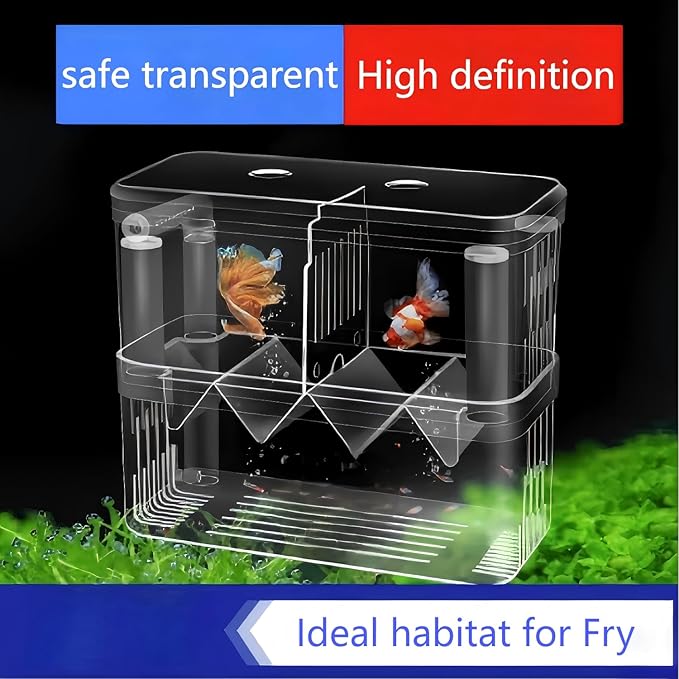 Aquarium Fish Breeder Box Hatchery Incubator,Multi-Functional Acrylic Breeder Isolation Box Hatching Incubator Box for Fish Fry Shrimp Little Turtle Betta Fish