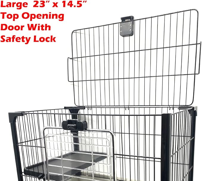 Large Deluxe in/Outdoor Guinea Pig Chinchilla Ferret Squirrel Hedgehog Kitten Rabbit Bunny Hutch House Critter Habitat Paw Safe Platform Ladder Easy Clean Bottom Mesh Floor Pull Out Tray On Wheels