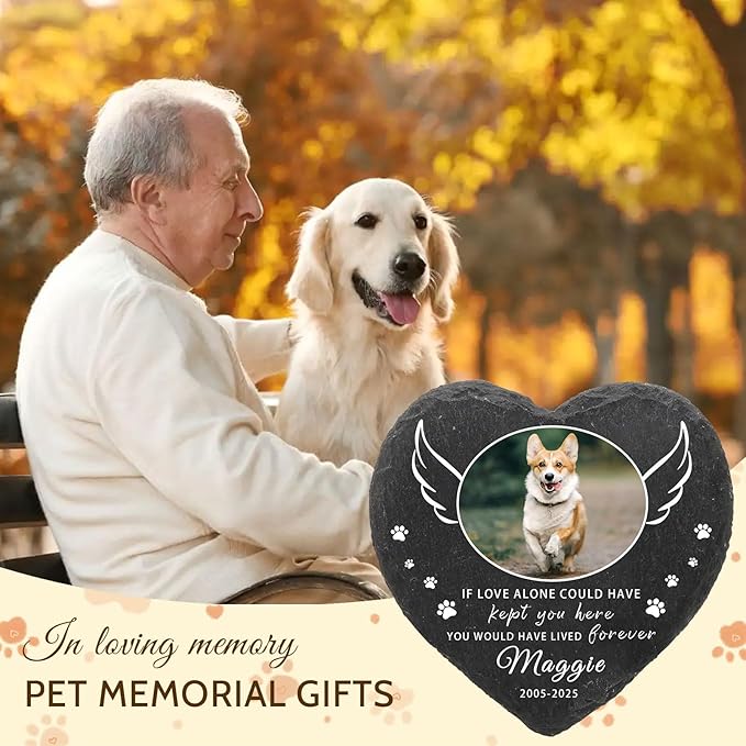 Dog Memorial Gifts for Loss of Dog Cat,Personalized Pet Memorial Stone with Photo Name,Custom Pet Remembrance Gifts,Cat Memorial Sympathy Gift,Dog Passing Away Gifts,Memorial Plaques for Dogs