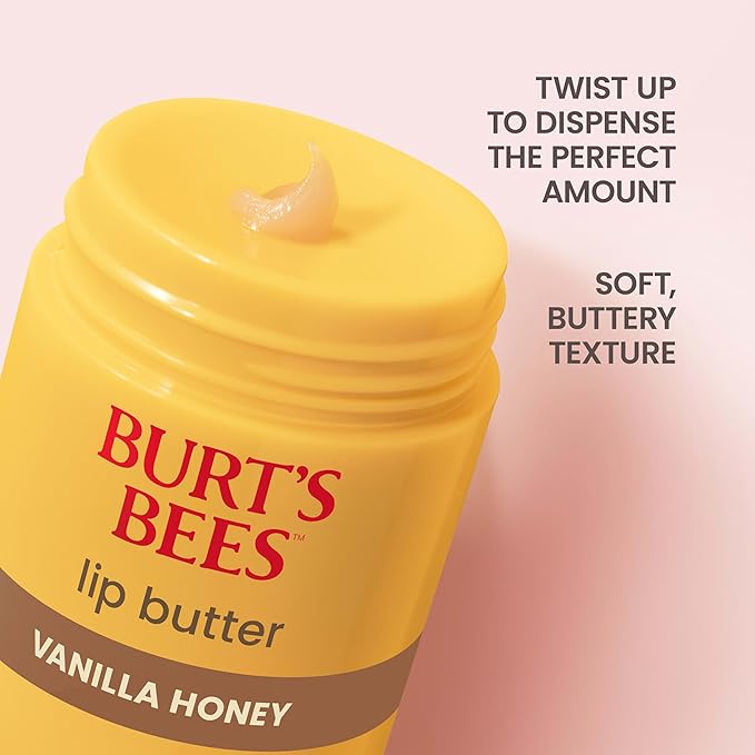 Burt's Bees Vanilla Honey Lip Butter, Repairs Dry Lips, 24 Hour Hydration, Locks in Moisture, Includes Shea and Mango Butters, Antioxidant Rich Vitamin E, Convenient Twist Up Dispenser, 0.5 Oz.
