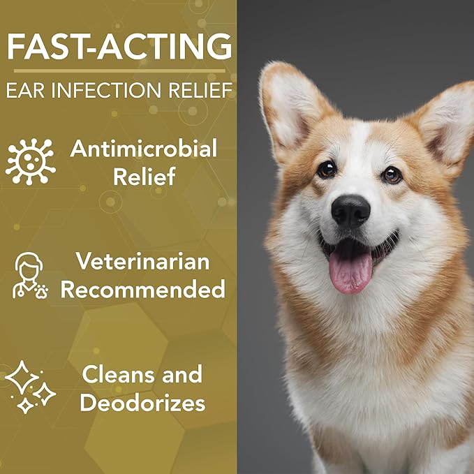 NOVEHA Dog Ear Cleaner Solution - Ear Infection Treatment for Dogs - Hypochlorous Acid Ear Cleanser Spray - Soothes Itchiness, Cleans Ear Canal & Controls Odor - 8 Oz