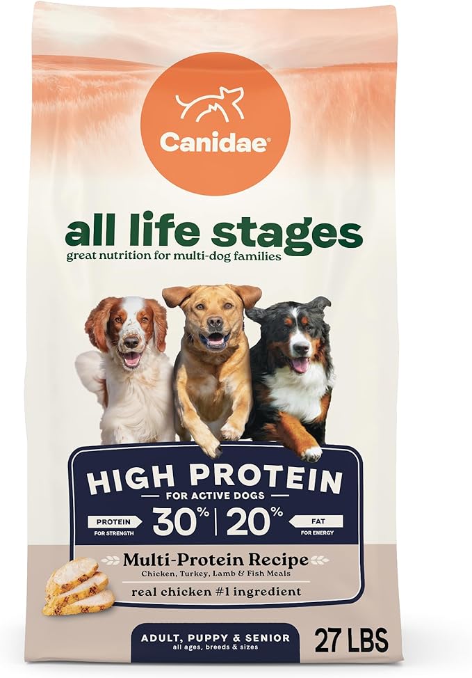 Canidae All Life Stages High Protein Multi-Protein Recipe with Chicken, Turkey, Lamb, and Fish – Premium Dry Dog Food for All Ages, Breeds, and Sizes– 27 lbs.