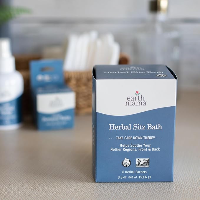 Earth Mama Herbal Sitz Bath | Pregnancy & Postpartum Essentials, Soothing Sitz Bath for Hemorrhoids with Witch Hazel, & Calendula, 6-Count