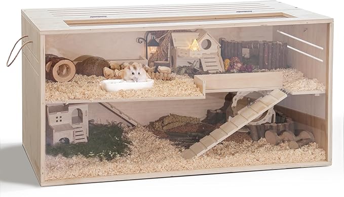 Pine Small Animals Houses&Habitats Chewproof, 40" Pine Guinea Pig Cage Hamster Cage for Small Animals (40" Large, Normal)