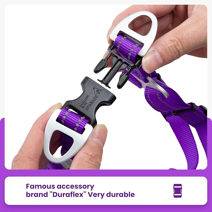 EXCELLENT ELITE SPANKER No Pull Dog Harness Adjustable Nylon Step-in Easy Pet Vest Chest Strap with Reflective and Leash Ring for Small Medium Large Breed Dogs Training Walking(Purple-S)