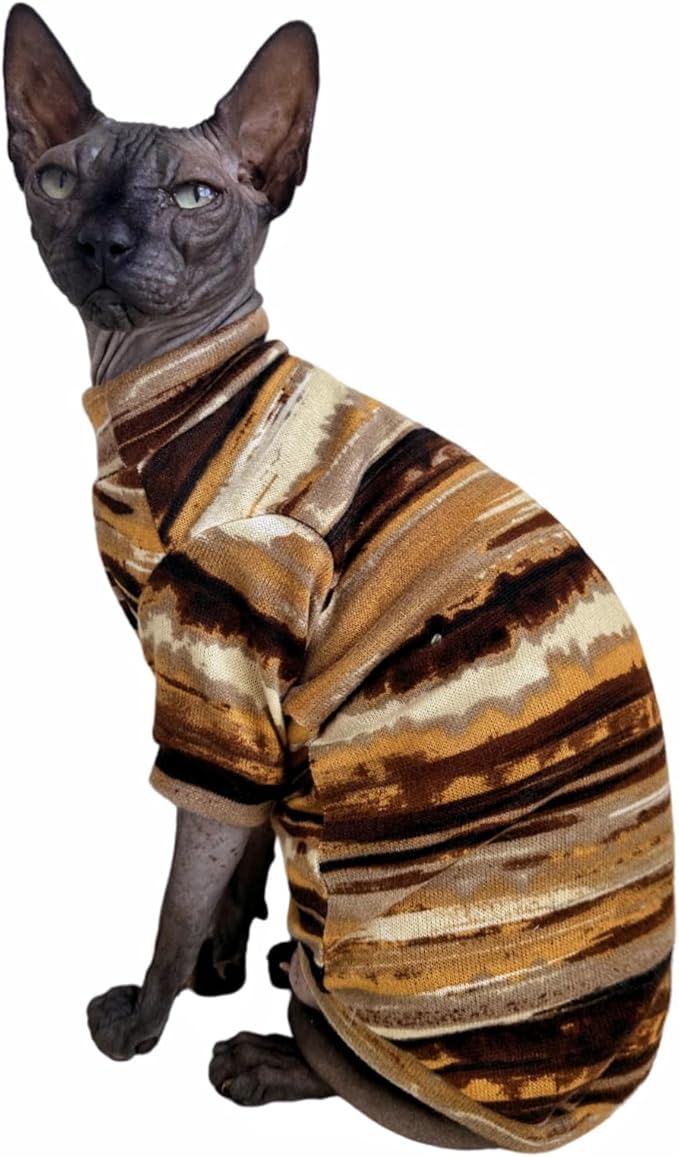 Sphynx Clothes Hairless Cat Shirt Cat Vest Pet Clothes, Round Collar Vest Kitten Shirts, Cats & Small Dogs Apparel (Rust Color, X-Large)