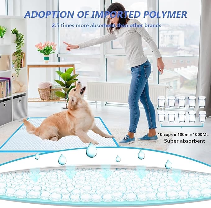 XXXXL Puppy Pee Pads for Dogs 36"x51" 40 Count, Extra Large Dog Pee Pads, Leak-Proof & Super Absorbent Dog Pee Pads, Thicken Disposable Potty Pads Puppy Training Pads for Cats Rabbits