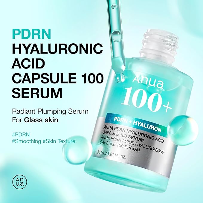 Anua PDRN Hyaluronic Acid Capsule 100 Serum, Radiant Face Serum, Salmon DNA, Hyaluronic Acid, Hydration, Moisture Plumping Effect, Lightweight, Glass Skin, Korean Skincare, 1.01 fl. oz
