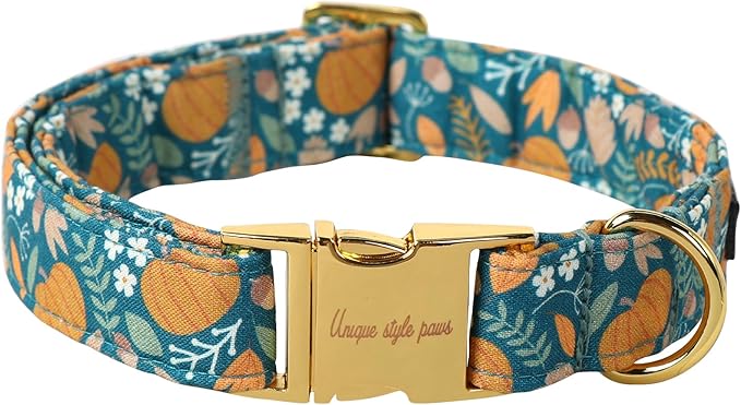 Unique style paws Halloween Dog Collar Metal Buckle Green Pumpkin Puppy Collar Gift Durable Cute Collar for Small Medium Large Boys Girls Dogs