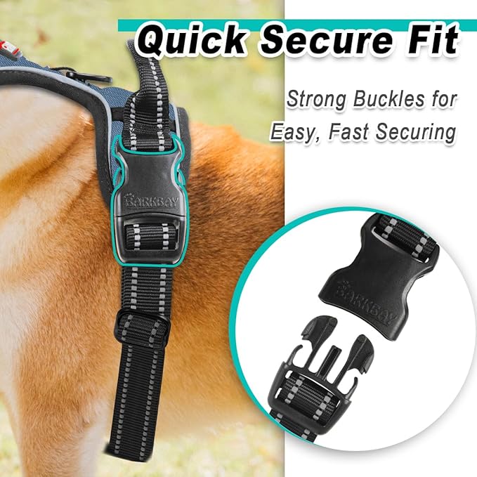 BARKBAY Dog Harness No Pull for Small Dogs - Adjustable, Reflective, Comfortable, No Choke, Heavy-Duty - Perfect for Outdoor Training, Walking, and Hiking - Strong & Durable - XS & Navy