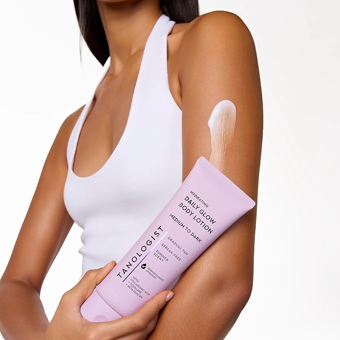 Tanologist Brightening Daily Glow Body Lotion- Light/Medium, Gradual Tanning Lotion, No Fake Tan Smell, Streak-Free & Natural Looking Self Tanner, Vegan, 8.45 fl. oz/250 ml Tube