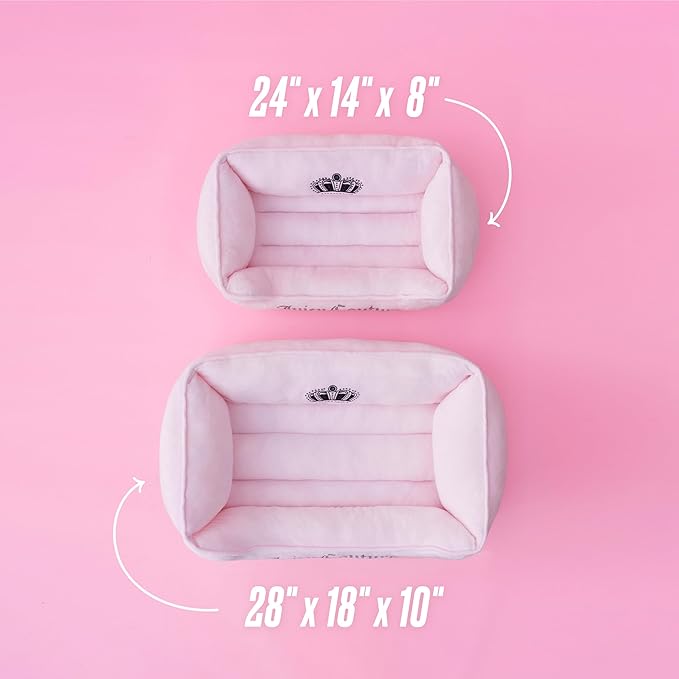 Juicy Couture Crown Bling Pink Pet Bed for Dogs and Cats - Medium 28" x 18" x 10"