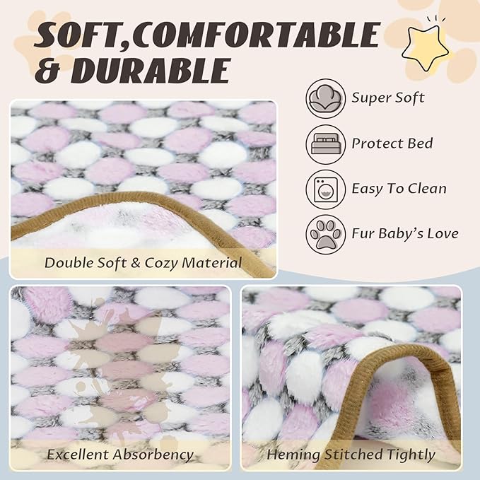 6 Pcs Washable Guinea Pig Blankets Absorbent Small Animal Fleece Bedding Cage Liners Reusable Pet Pee Pad Sleep Mat Pad Cover for Hamster Ferret Rabbit Chinchilla Hedgehog (24" x 47")