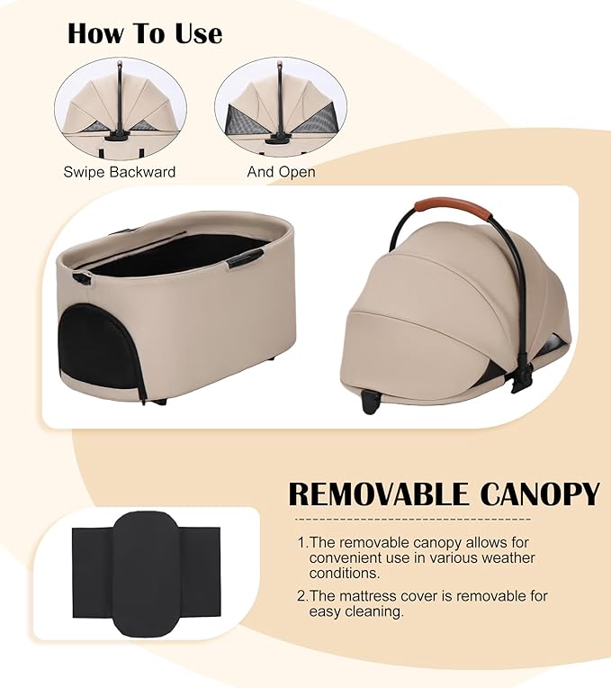 Pet Stroller for Small Medium Dogs Cats Up to 45 lbs with Detachable Pet Carrier. Portable Foldable Dog Stroller with Sunshade and Car Seat Travel, Suitable for All Seasons(Khaki 101K)