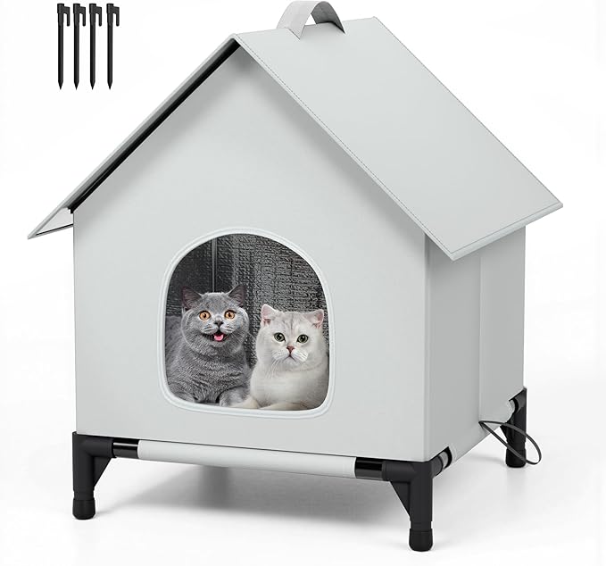 Cat House for Outside&Indoor,Insulated and Weatherproof,Foldable Cats Shelter, Easy to Put Together, Selfwarming Cat Shelter for Winter,Large Cave Bed for Garden(22 x 22 x 26 inch,XL,Normal)