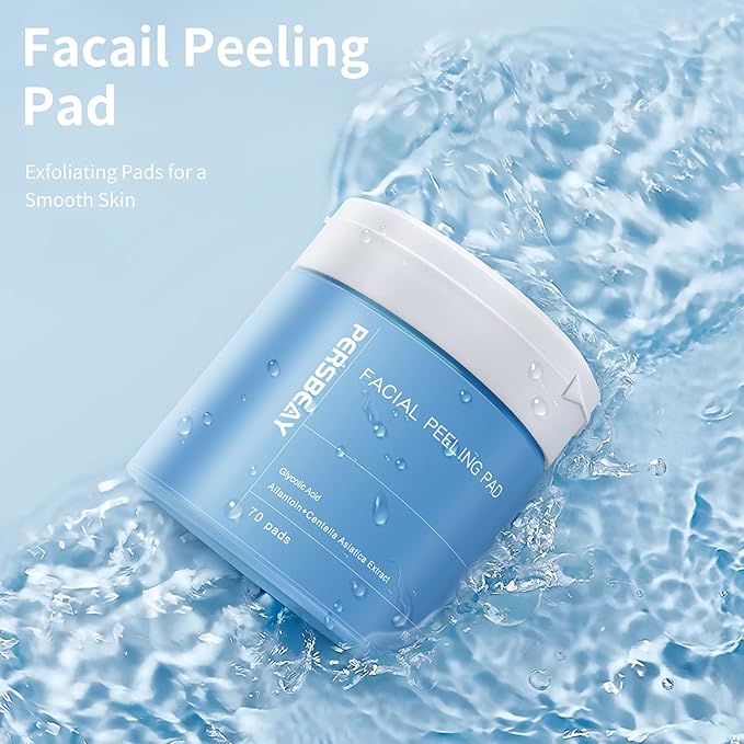 Glycolic Acid Pads, Exfoliating Toner Pads for Facial Radiance, Dual Action Gentle Face Pad for Deep Cleaning Effect |Peels & Daily Skin Renewal |Salicylic Acid & Vitamins B3 |70 Count