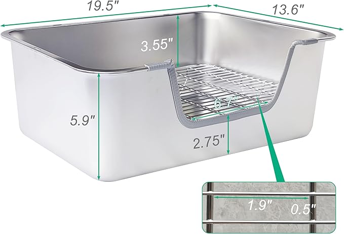 Stainless Steel Sifting Litter Box for Rabbit (XL)