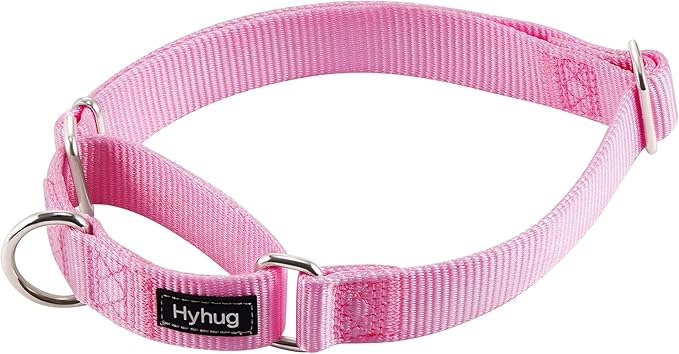 Hyhug Martingale Collar for Dogs Small Pink |Escape - Proof Heavy Duty Nylon Durable No Buckle, Ideal for Training & Daily Walks
