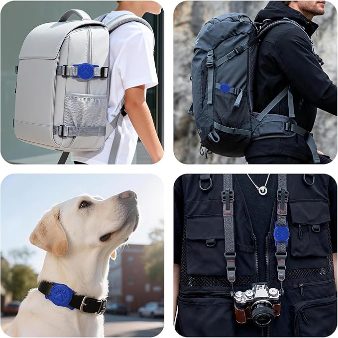 for Airtag Dog Collar Holder, Dog Airtag Holder Waterproof, Lightweight & Soft Silicone Air Tag Case for Pet Collars, Works with Multiple Tracker Tag Products (Blue1, 1 Pack)