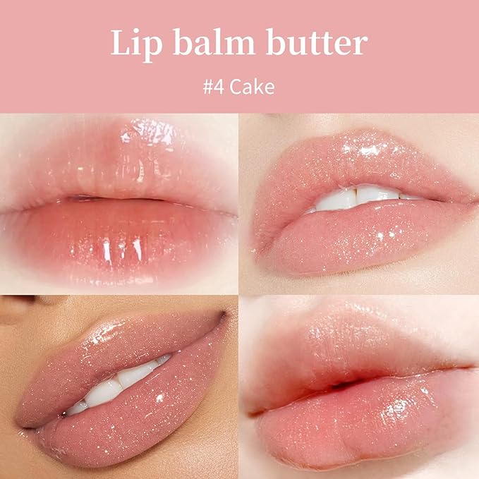 Summer Special Lip Butter Balm - Ultra-Hydrating, Nourishing Lip Care with Natural Ingredients, Shea Butter & Olive Butter, Soothes & Softens Dry Lips (#4 Cake (glitter))