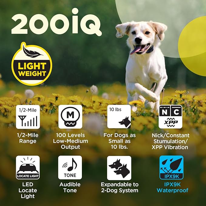 Dogtra 200iQ Remote Training E Collar – 100 Levels, Tone, Vibration, 1/2 Mile Range – Compact, Waterproof, One-Handed Control for Dogs 10 lbs+ – Lightweight Design for Daily Training – Cafe Swirl