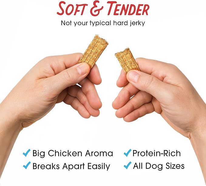 Farmland Traditions Dogs Love Chicken Jerky Dog Treats, Premium Two-Ingredient Dog Jerky with USA-Raised, Human-Grade Chicken & No Antibiotics Ever, 1 Pound (Pack of 2) Bag.