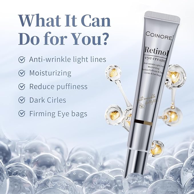Retinol Under Eye Cream - Anti-Aging Treatment for Dark Circles, Puffiness & Wrinkles, Gentle Formula for Men & Women to Reduce Fine Lines, 0.7 Fl Oz