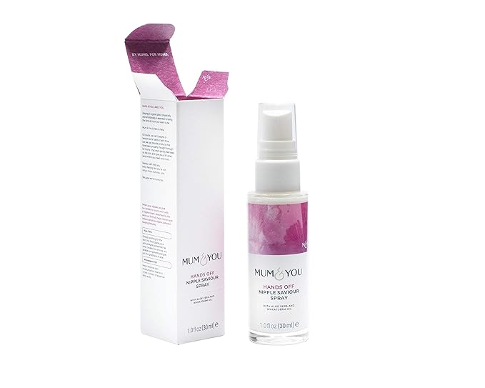 MUM & YOU Hands Off Nipple Savior Spray w/Aloe Vera & Wheatgerm Oil, Eco-Friendly, Pregnancy Safe, Dermatologist Tested, Suitable for Sensitive Skin, Vegan & Cruelty Free, 1 oz, 1 ea.