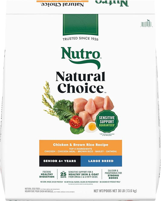Nutro Natural Choice Large Breed Senior Dog Food, Chicken & Brown Rice Recipe, 30 lb. Bag