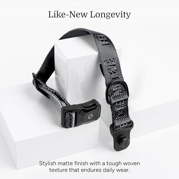 2025 New Edition, Fei & Eve MagEase Dog Collar - Patented Magnetic Buckles | Fur-Safe | Premium 210D Nylon | 450LB Escape-Proof | Adjustable Fit | Medium (Black)