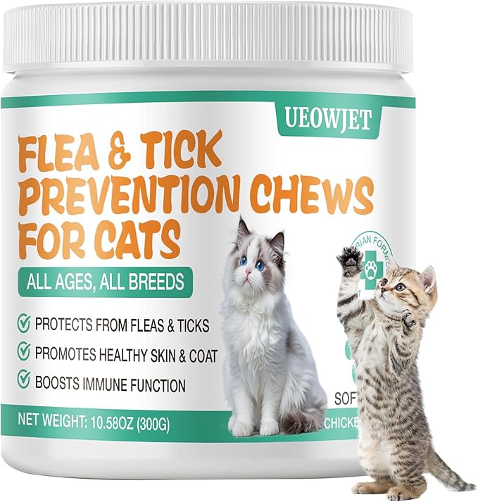Flea and Tick Prevention for Cats Soft Chews Natural Cat Flea Treatment Flea Treatment for Cats, Cat Oral Flea, Immune Support Supplement