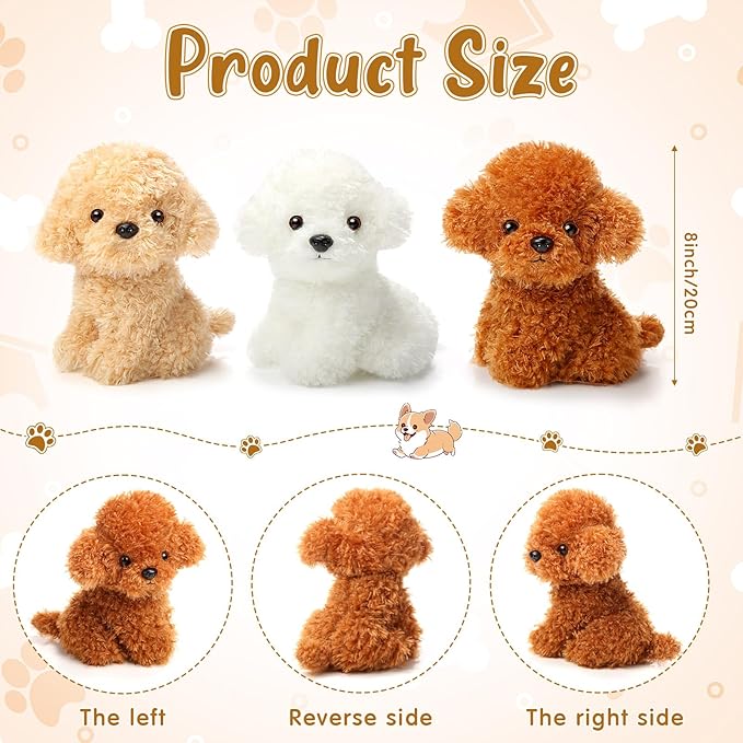6 Pcs 8 Inch Stuffed Animal Plush Dog Puppy Soft Plush Pillow Toy Fluffy Puppy Set for Kids Girls Dog Theme Party Favor Birthday Baby Room Home Decor(Retro Color,Adorable)