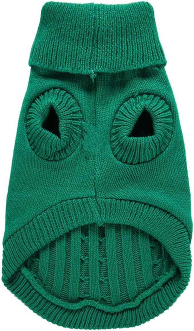 CHBORCHICEN Small Dog Sweaters Knitted Pet Cat Warm Dog Sweatshirt Winter Clothes Kitten Puppy Sweater (X-Small,Green)