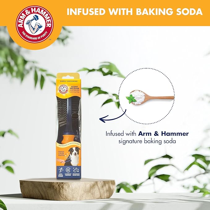 Arm & Hammer Deodorizing Pin & Bristle Dog Grooming Brush with Fragrance Transfer Technology – Scented 2-in-1 Dog Brush for Detangling & Shedding, Pet Brushes for Dogs, Sweet Lily & Vanilla Scent
