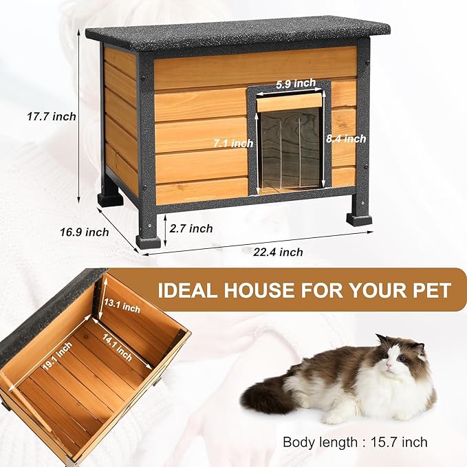 Outdoor Cat House Feral Cat Enclosure Cat Shelter Weatherproof for Winter with Escape Door for Cats/Rabbits//Chicken/Duck/Small Animals