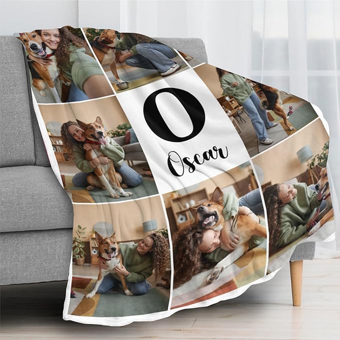 D-Story Ships Next Day Personalized Dog Memorial Gifts for Loss of Dog, Custom Pet Memorial Blankets with Photo Name Date Bereavement Sympathy Gift for Pet Dogs Cat Lover