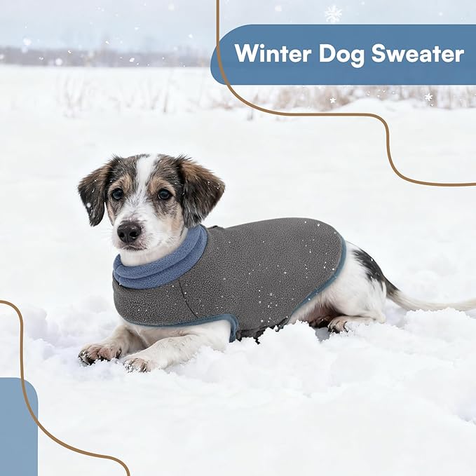 Queenmore Dog Sweater,Soft Fleece Vest Pullover Dogs Jacket with Elastic Stretchable,Warm Winter Dog Coats Cold Weather Doggy Dachshund Sweaters for Small Dogs Cats Boy or Girl (Grey, XL)