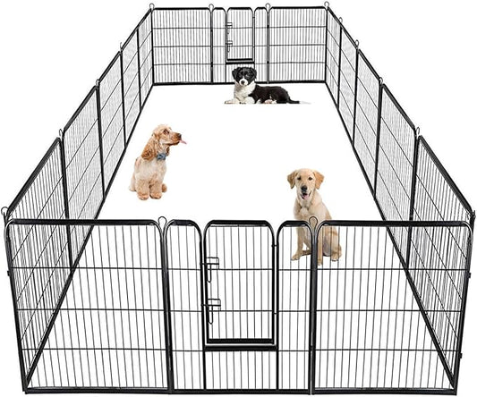 BestPet | Dog Playpen | 40 Inch, 16 Panels | Heavy Duty Metal Pet Exercise Pen | Indoor Outdoor Fence Panels | Rust-Resistant, Removable, Tool-Free Setup | Anti-Skid, Expandable Design