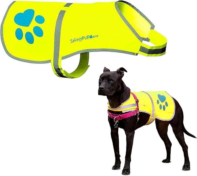 SafetyPUP XD Dog Reflective Vest – Hi-Vis Fluorescent Visibility That Helps to Safeguard Your Pet On/Off Leash in Urban & Rural Areas (Yellow, X-Small)